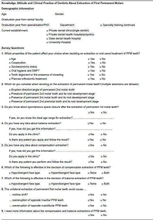 Knowledge, Attitude and Clinical Practice of Dentists about
Extraction of First Permanent Molars figure 1