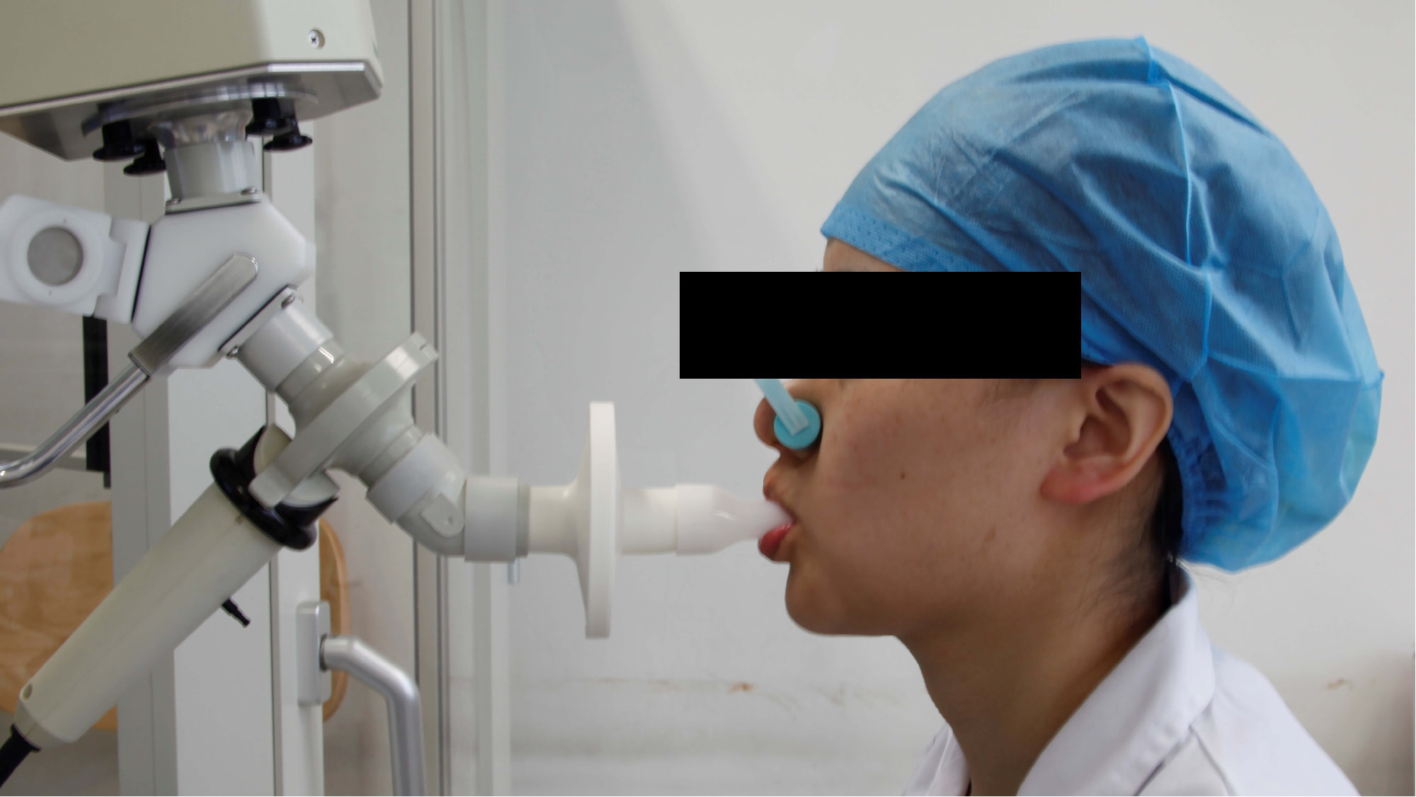 Tidal volume with upper nasal clamp.