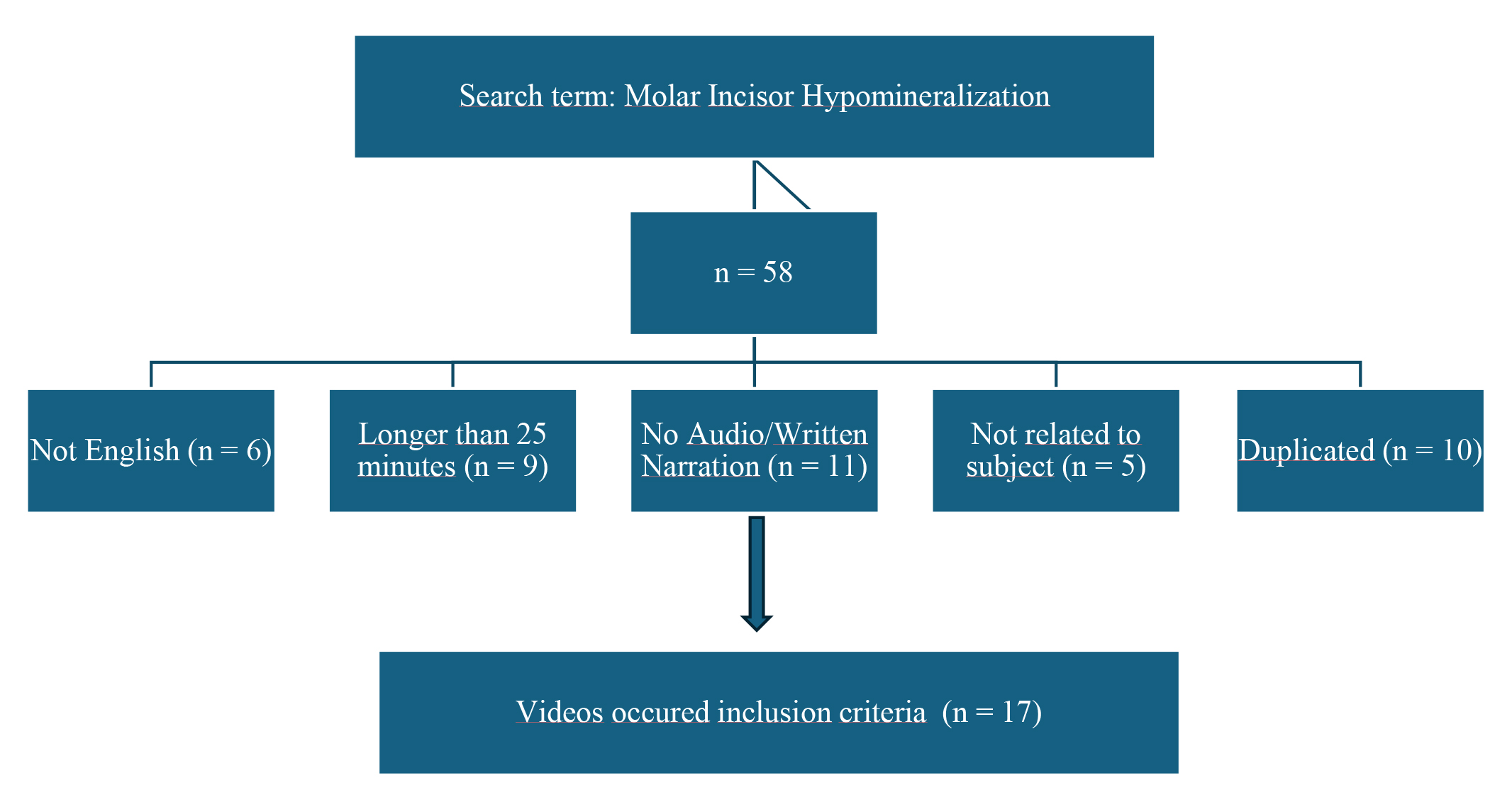 Videos selected according to inclusion criteria.