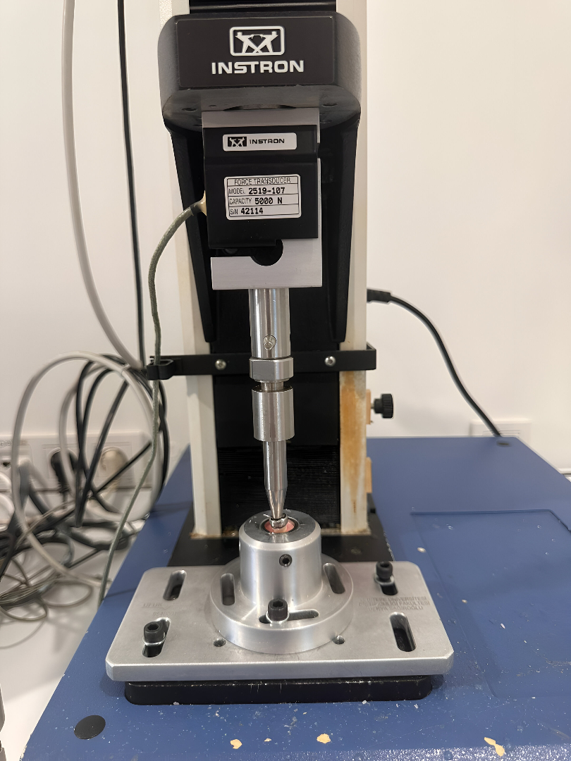Compressive strength testing setup.