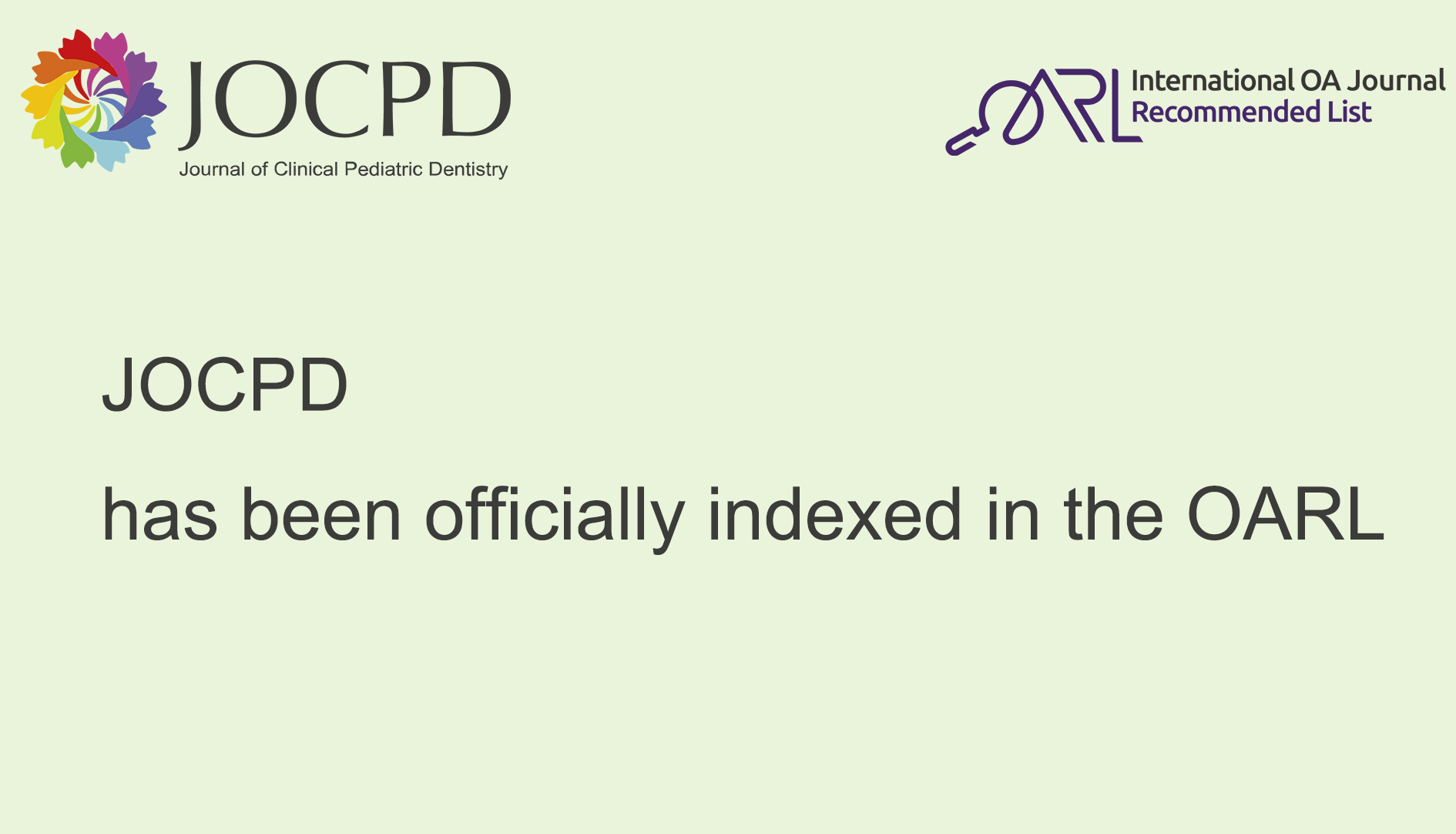 JOCPD has been officially indexed in the OARL